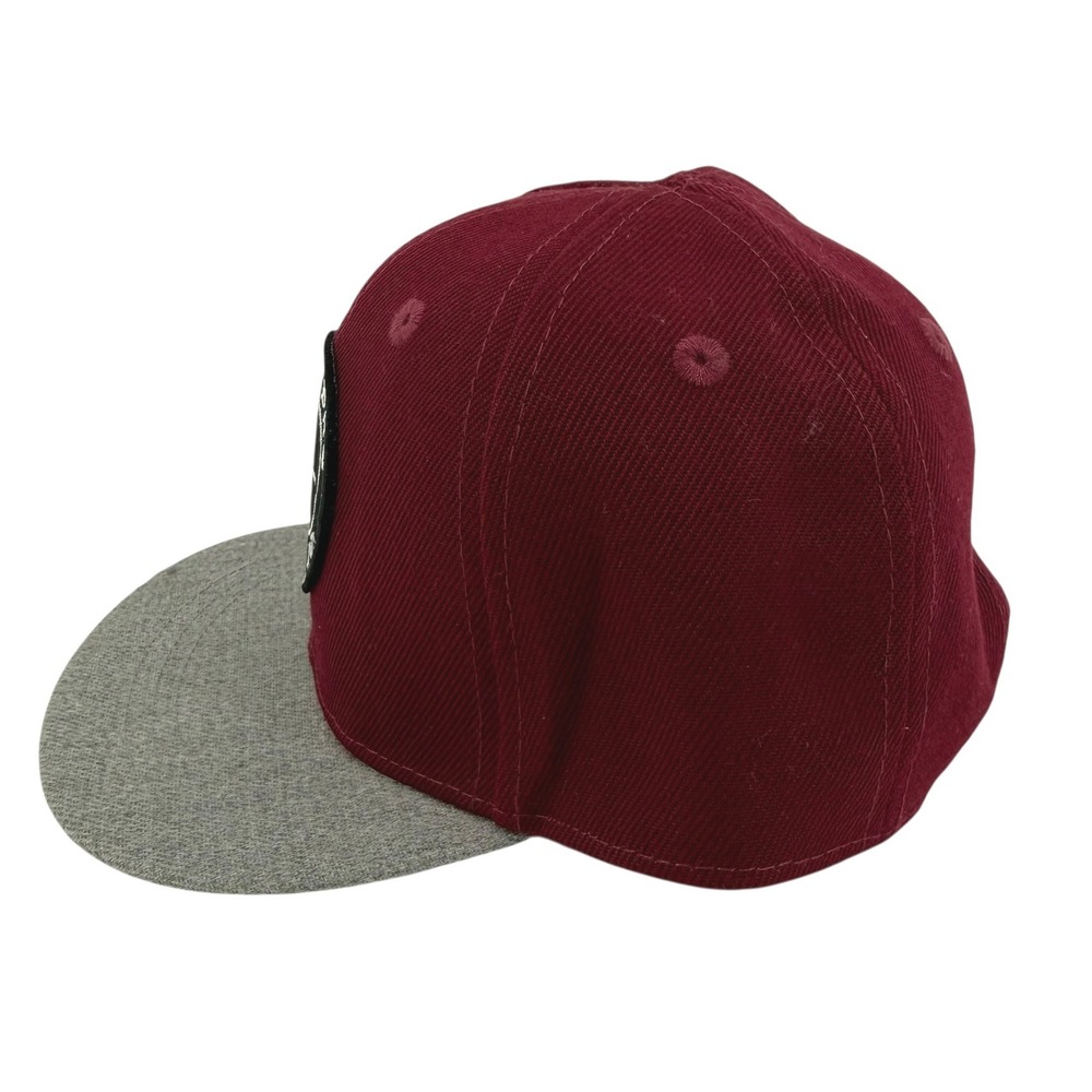 BinkyBro Skate Co Infant Snapback Hat Burgundy Grey Flat Brim Adjustable Cap - Picture 4 of 5